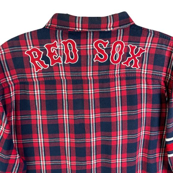 GENUINE MERCHANDISE Boston Red Sox Long Sleeve Button Front Red Flannel Shirt - Picture 6 of 11
